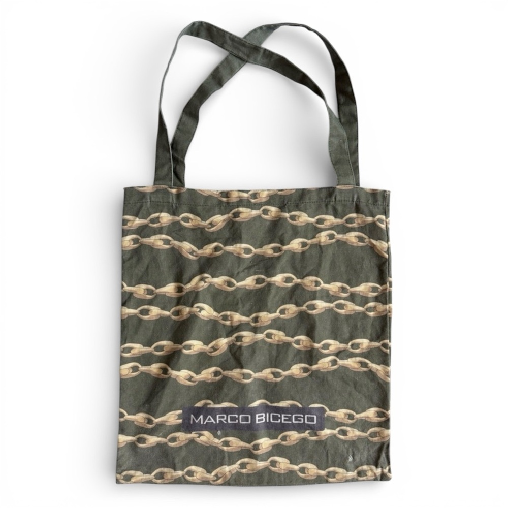 Marco Bicego Canvas Bag Tote Bag Chain Link Pattern Luxury Brand Designer Read